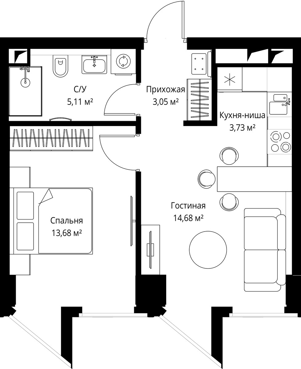 Планировка 40.2 м²