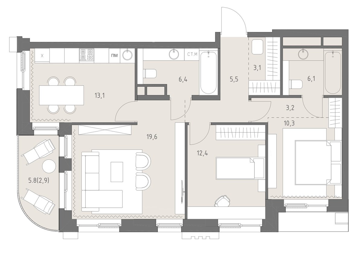 Планировка 82.6 м²