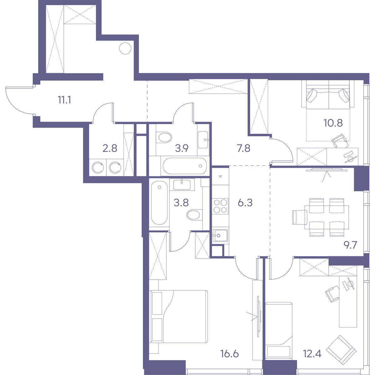 Планировка 85.2 м²