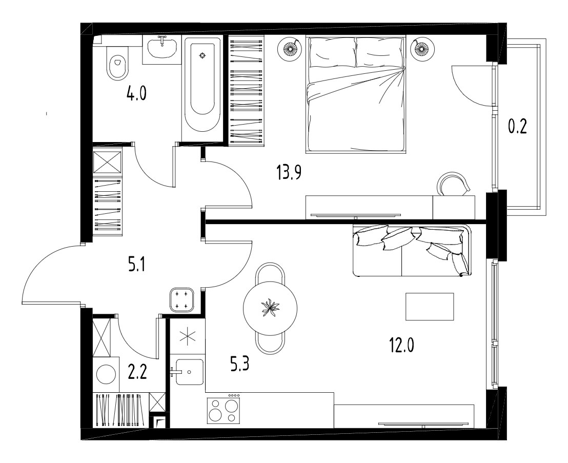Планировка 42.5 м²