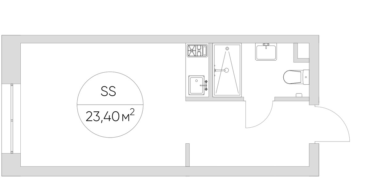 Планировка 23.4 м²