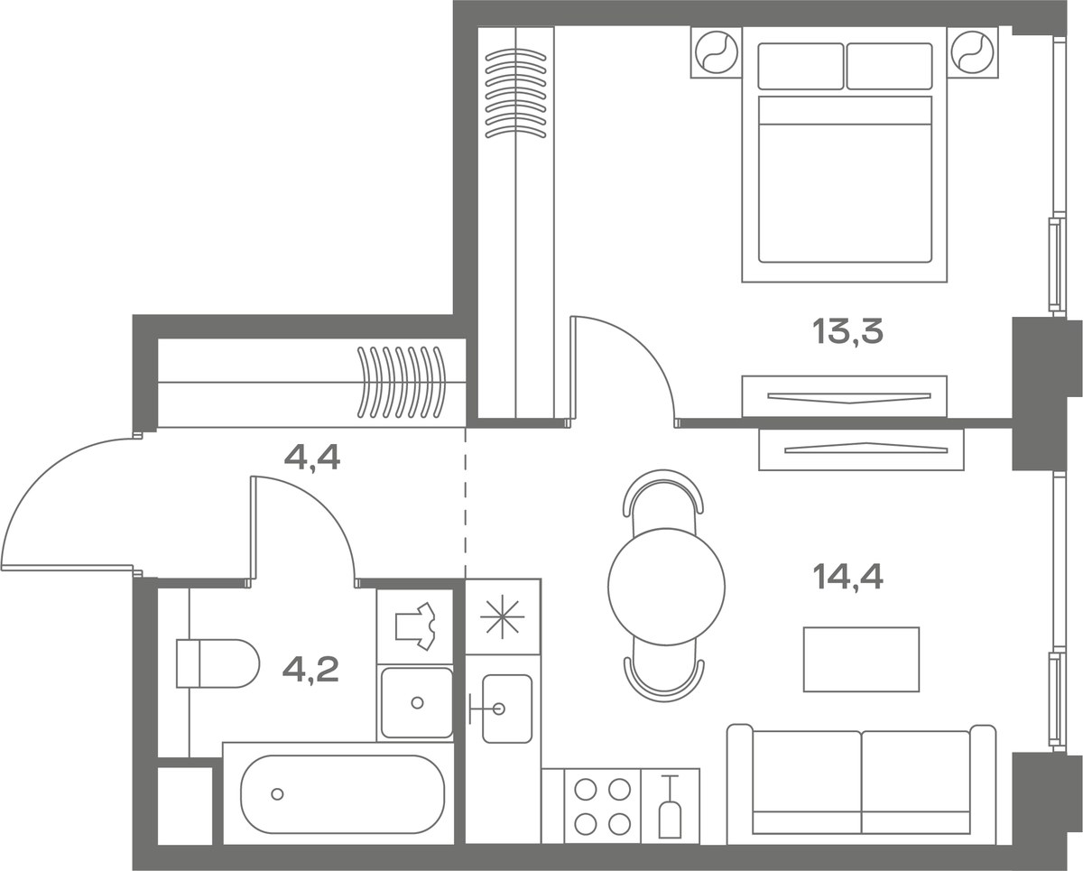 Планировка 36.3 м²