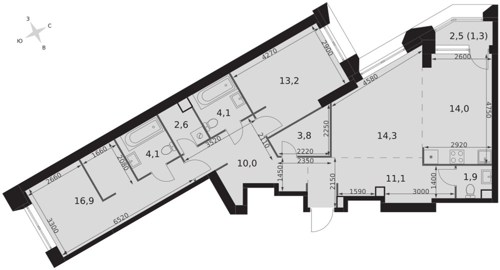Планировка 97.3 м²