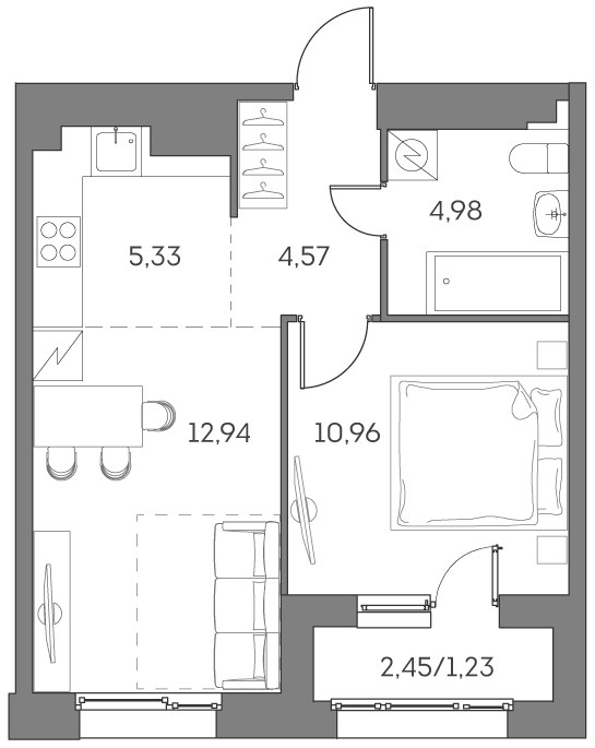 Планировка 40.01 м²
