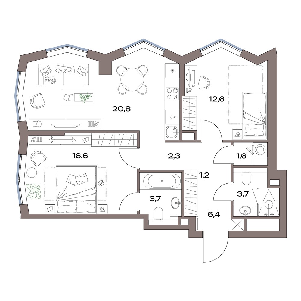 Планировка 69.9 м²