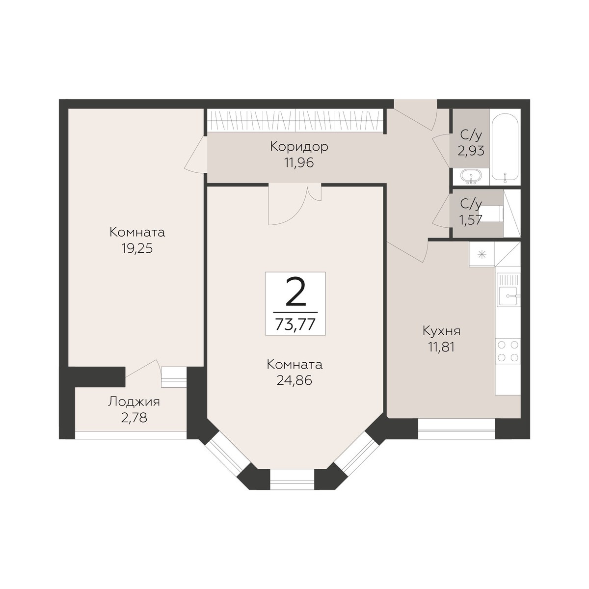 Планировка 73.77 м²