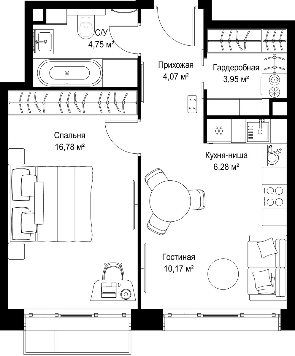 Планировка 46.0 м²