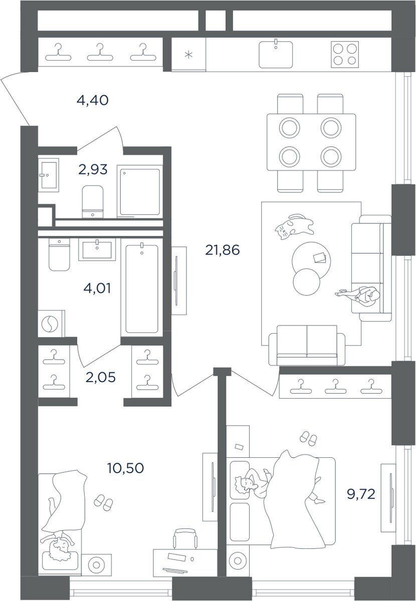 Планировка 55.47 м²