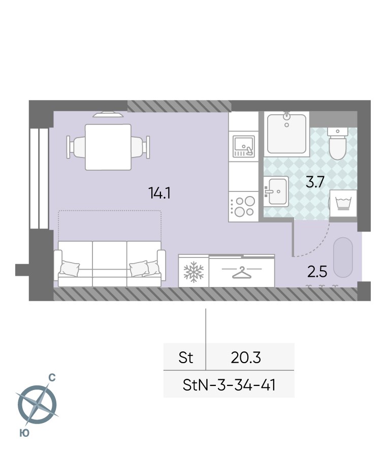 Планировка 20.3 м²