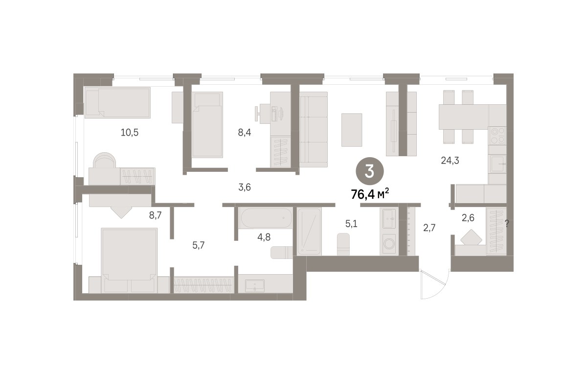 Планировка 76.4 м²