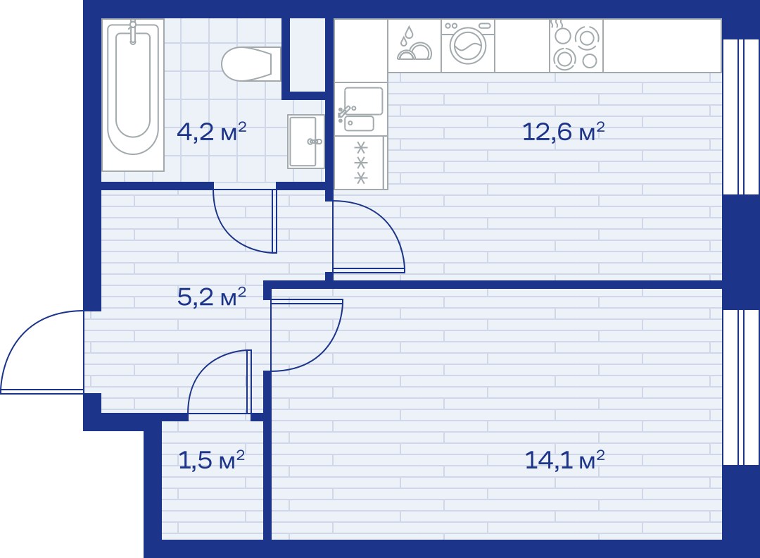 Планировка: 1-комнатная, 38.0 м²