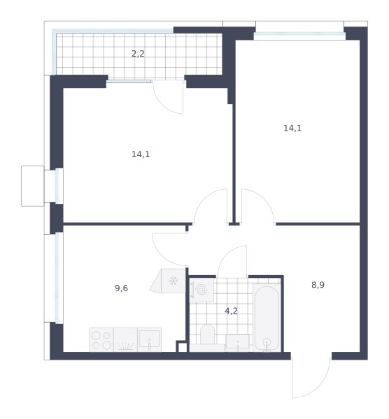 Планировка 53.1 м²