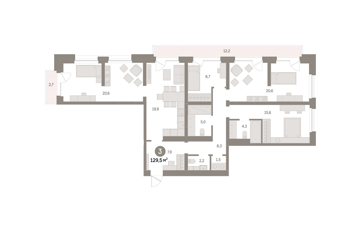 Планировка 129.5 м²