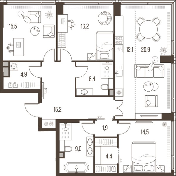 Планировка 121.0 м²
