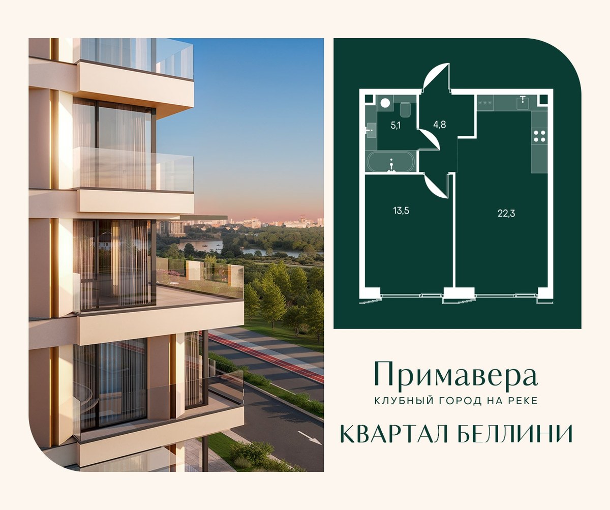 Планировка 45.7 м²
