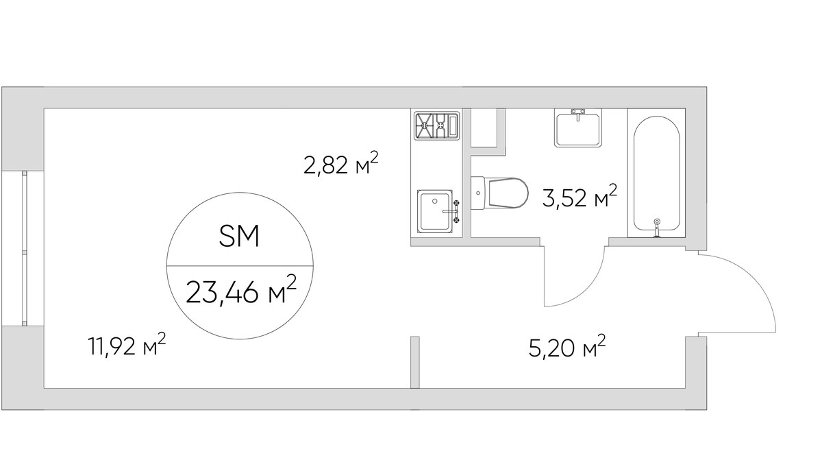 Планировка 23.4 м²