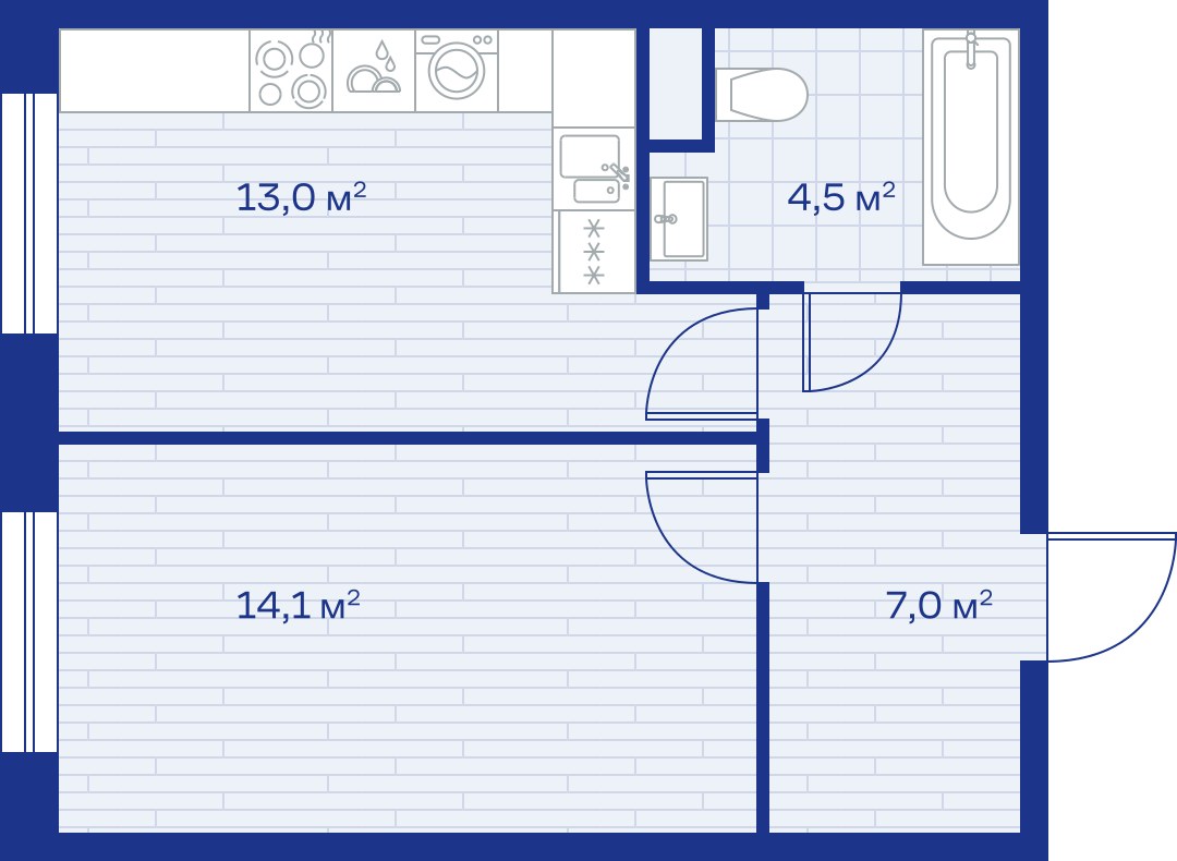 Планировка 39.0 м²