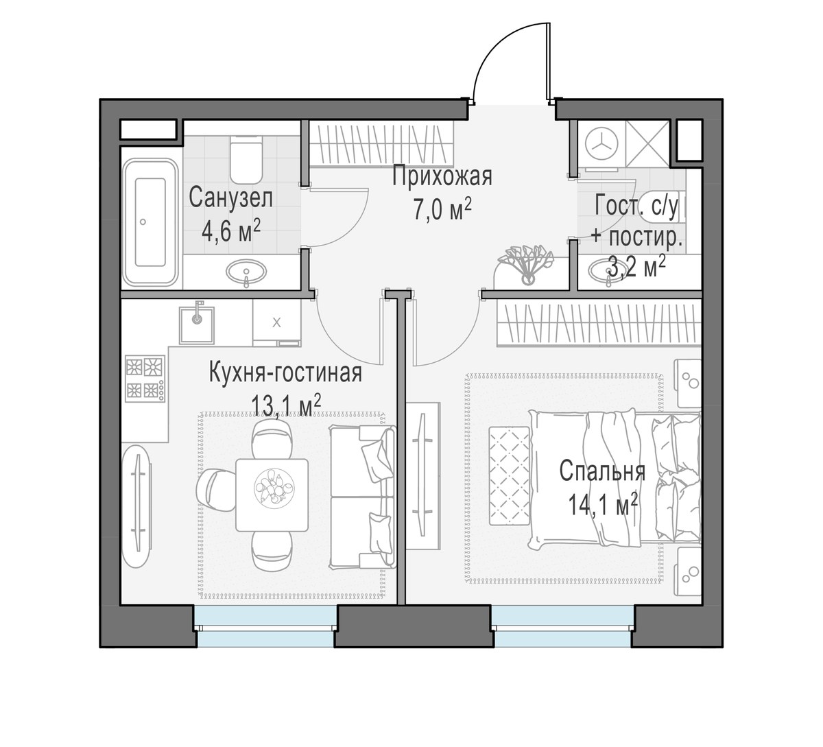 Планировка 42.0 м²