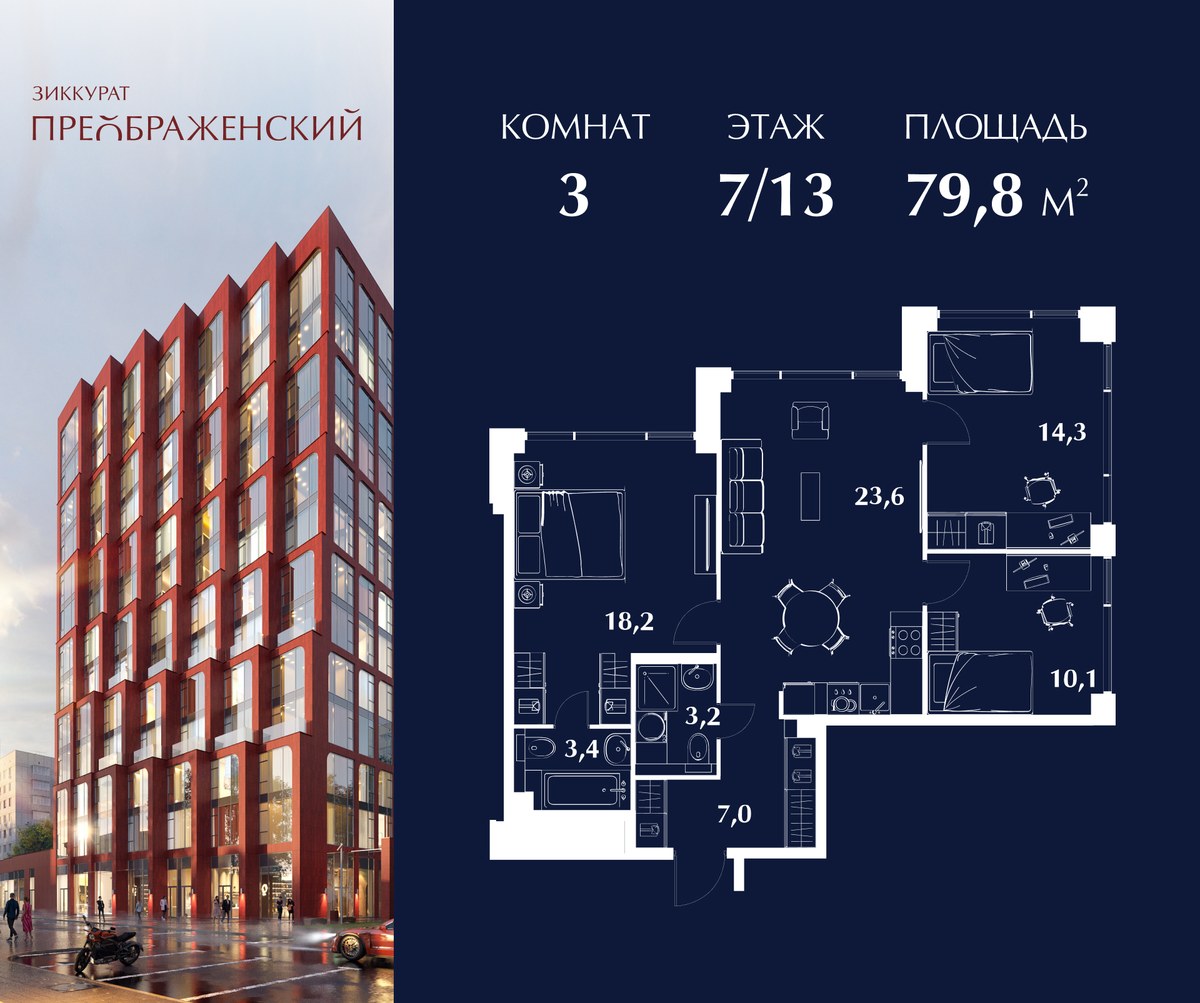 Планировка 79.8 м²