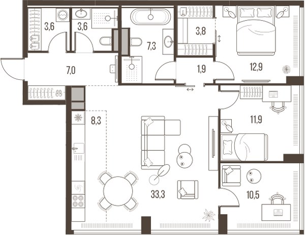 Планировка 104.1 м²