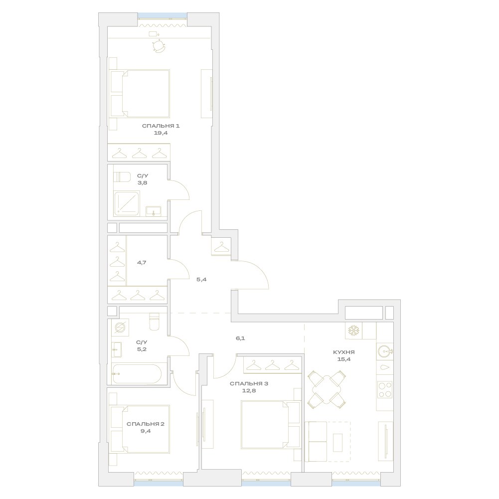 Планировка 83.5 м²