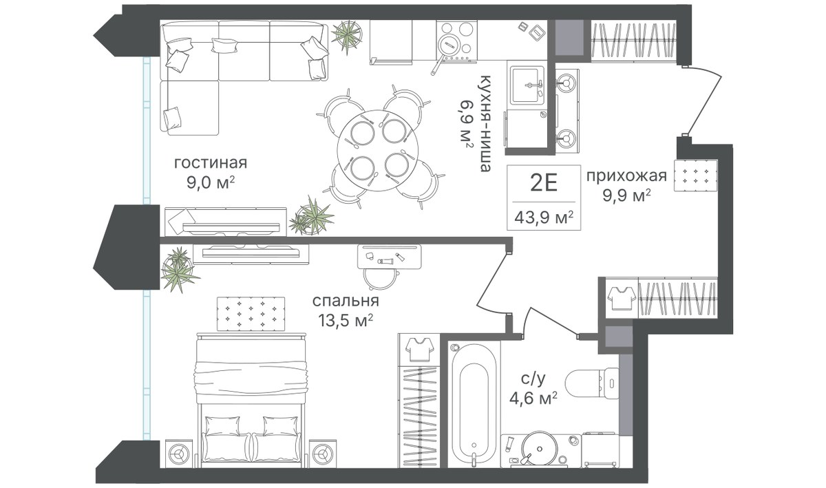 Планировка 44.0 м²