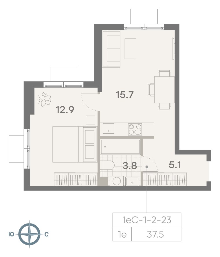 Планировка 36.5 м²