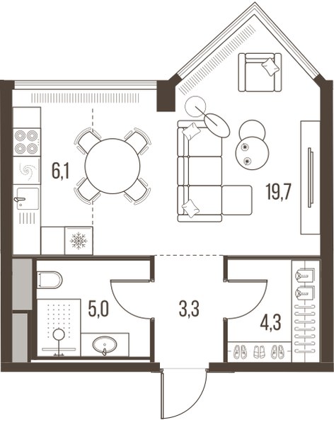 Планировка 38.4 м²