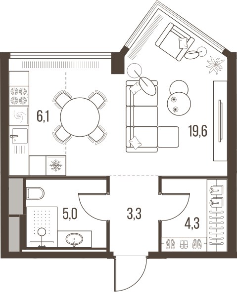 Планировка 38.3 м²