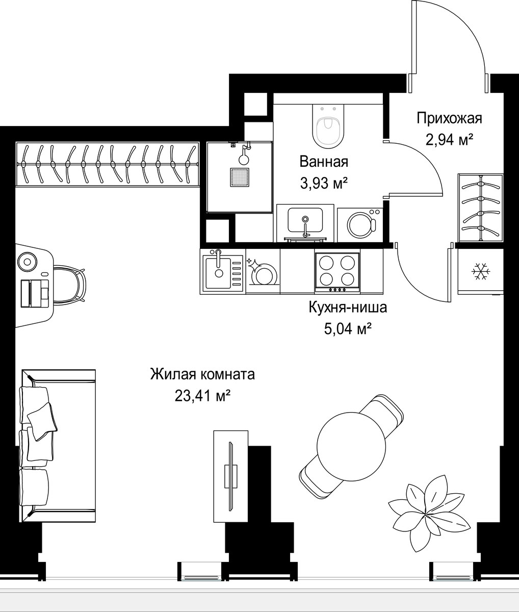 Планировка 35.32 м²
