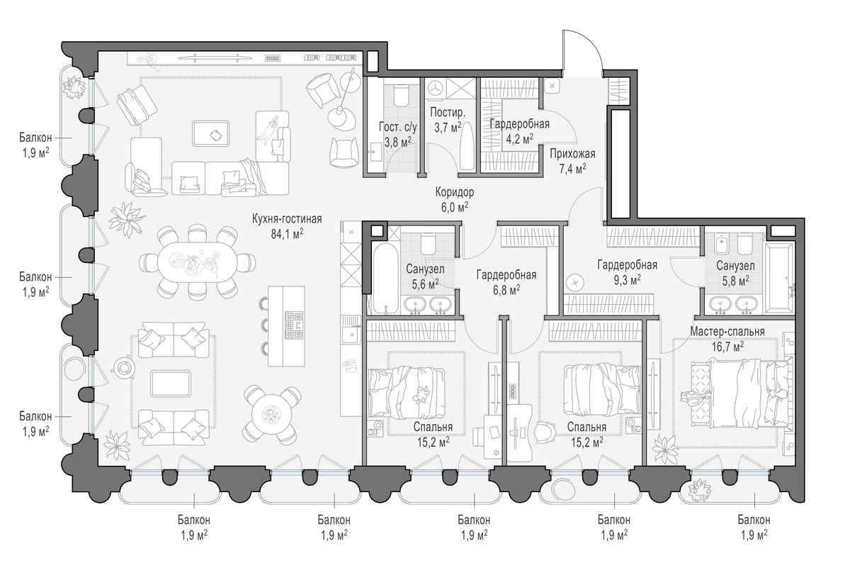 Планировка 186.7 м²
