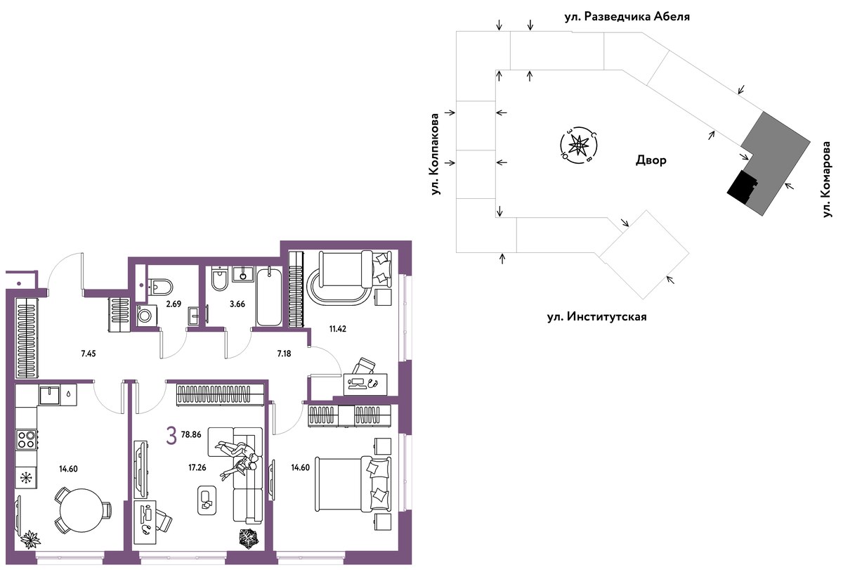 Планировка 78.86 м²