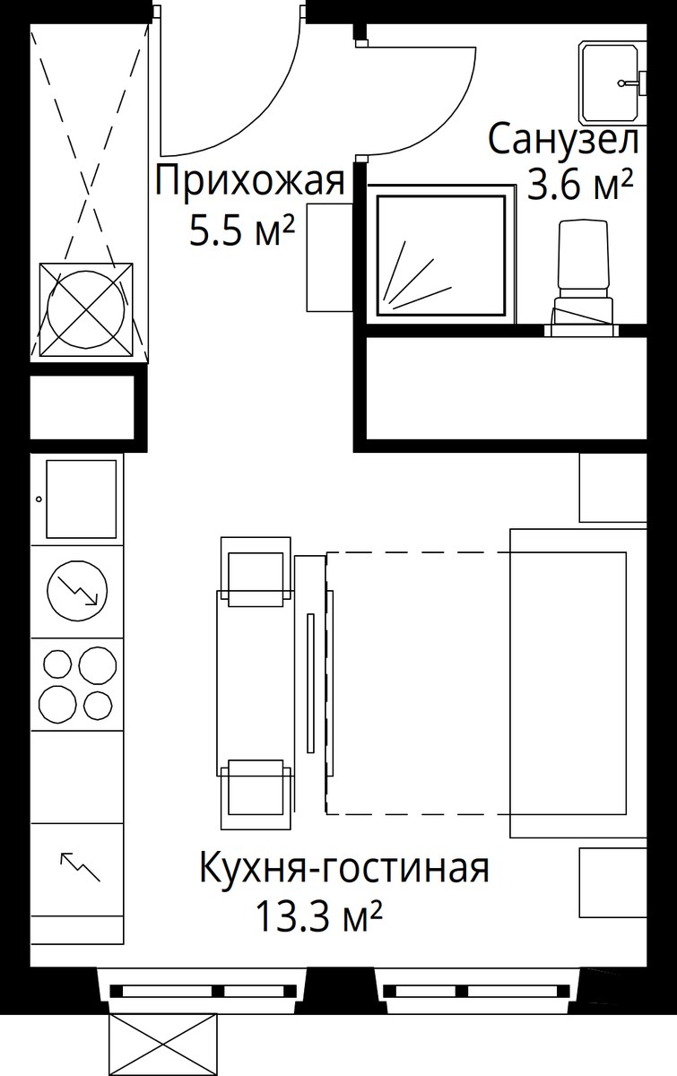 Планировка 22.4 м²