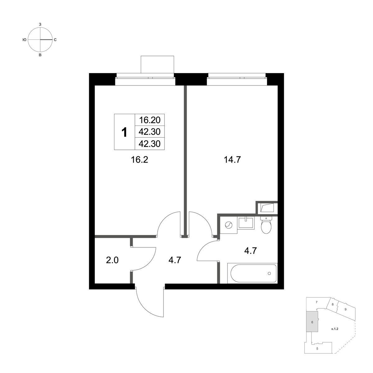 Планировка 30.6 м²