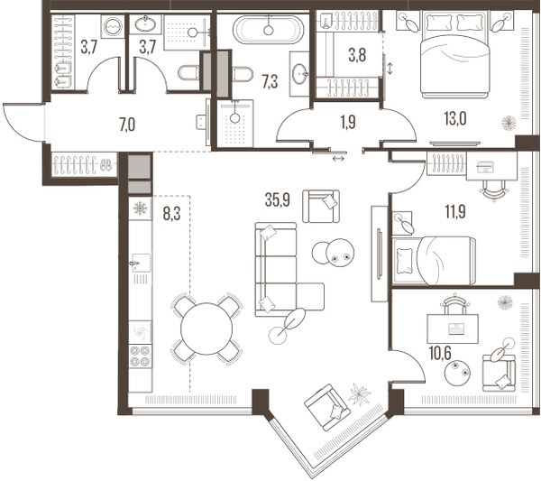 Планировка 107.1 м²