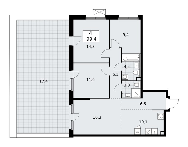 Планировка 99.4 м²