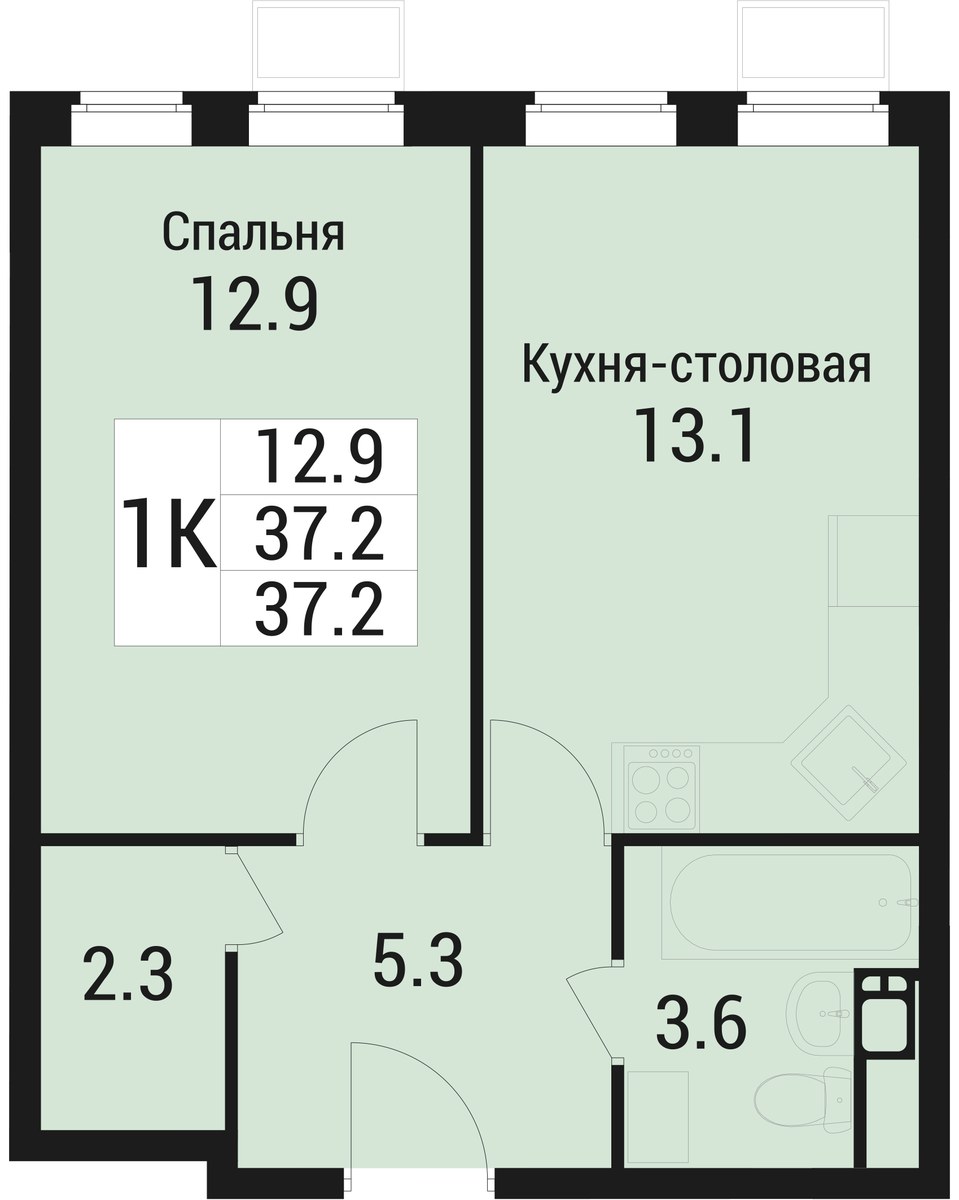 Планировка 37.2 м²