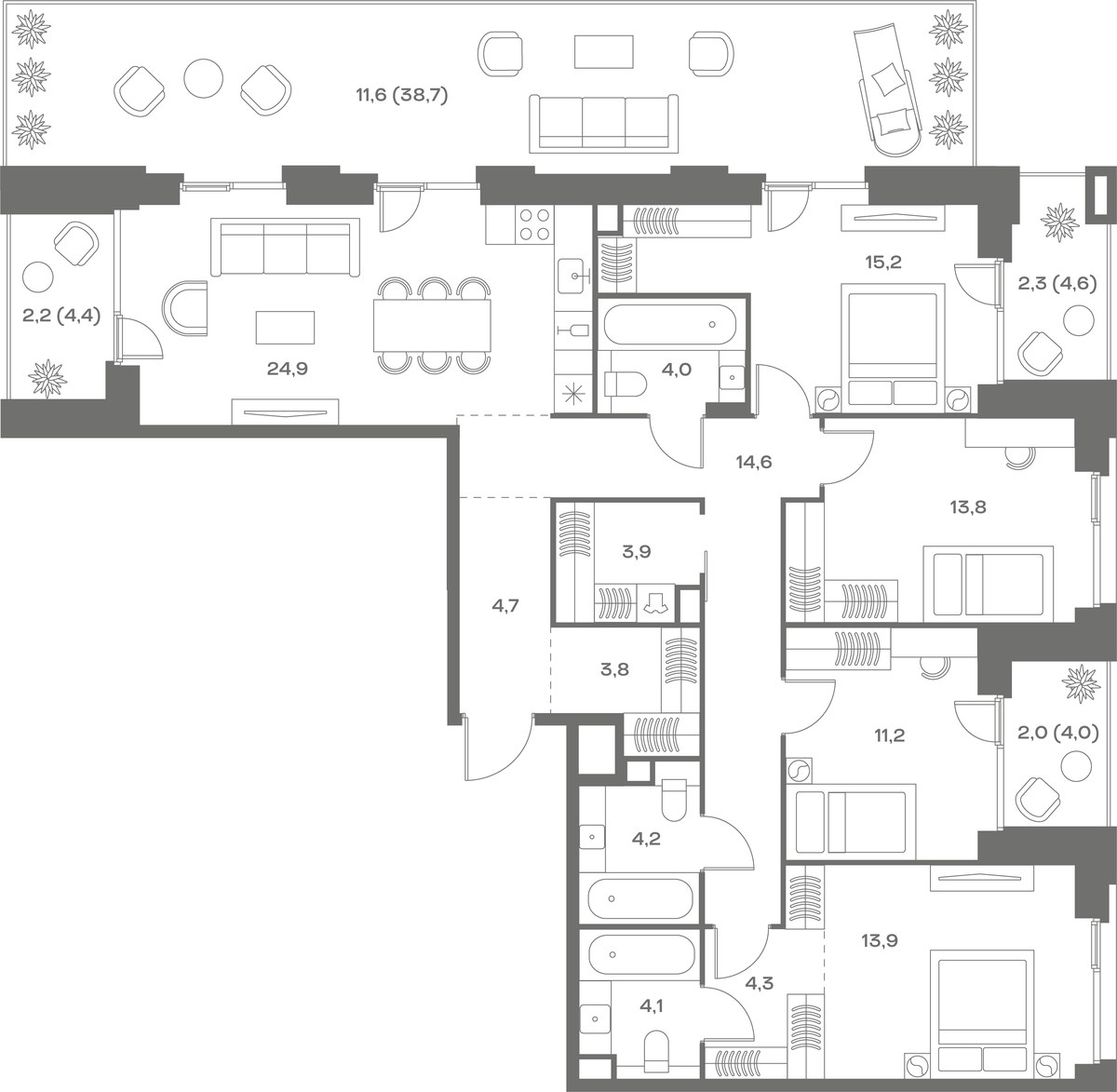 Планировка 140.7 м²