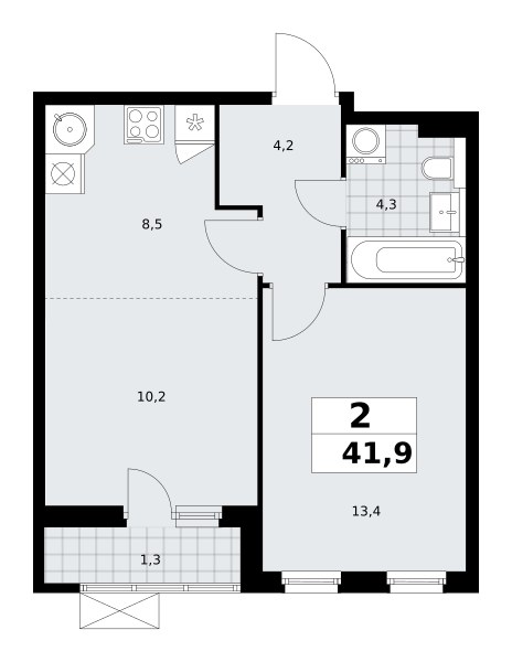 Планировка 42.1 м²