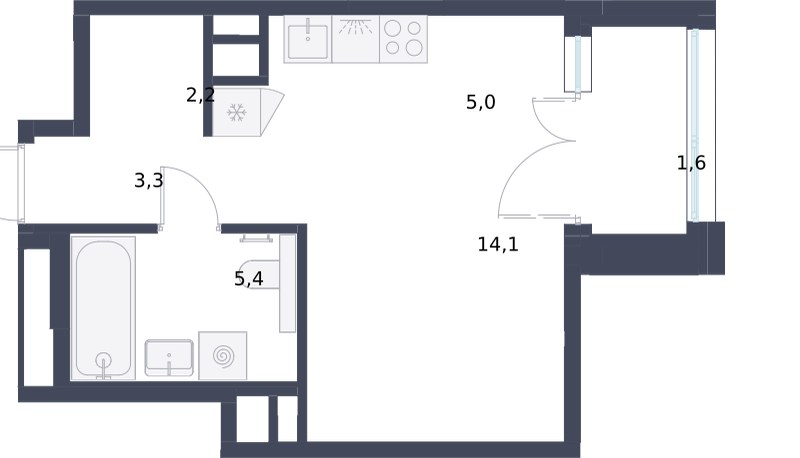Планировка 31.6 м²