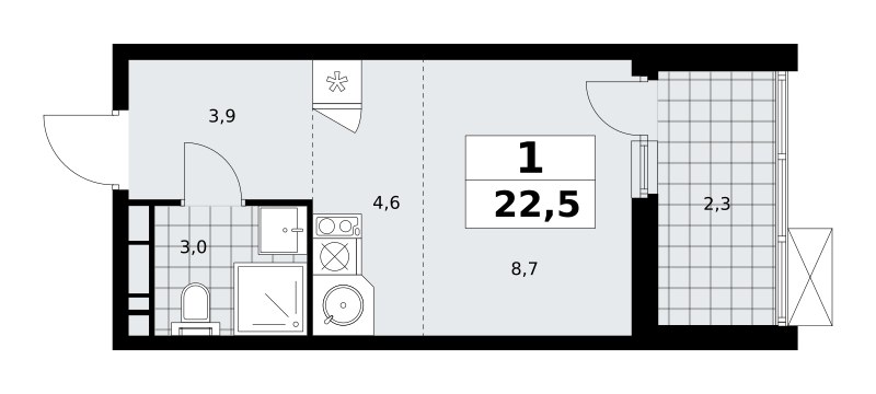 Планировка 22.5 м²