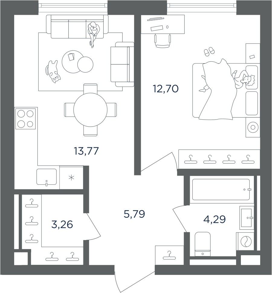 Планировка 39.81 м²
