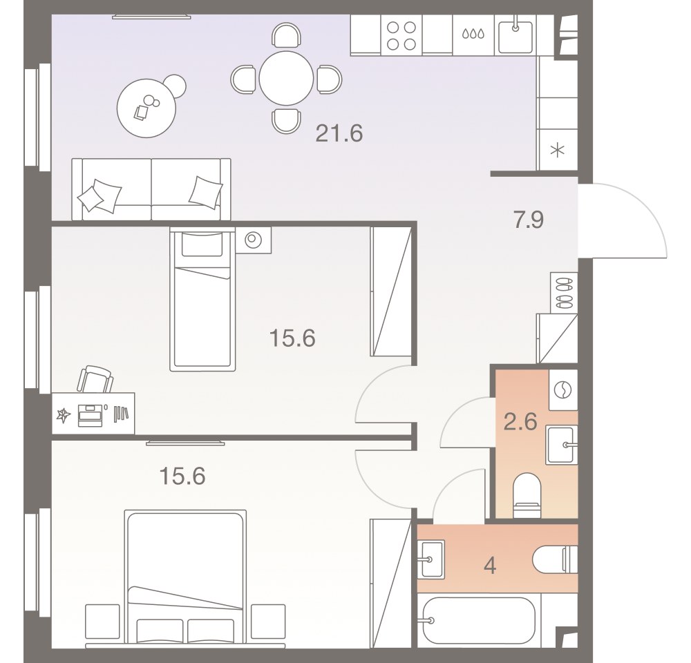 Планировка 67.2 м²