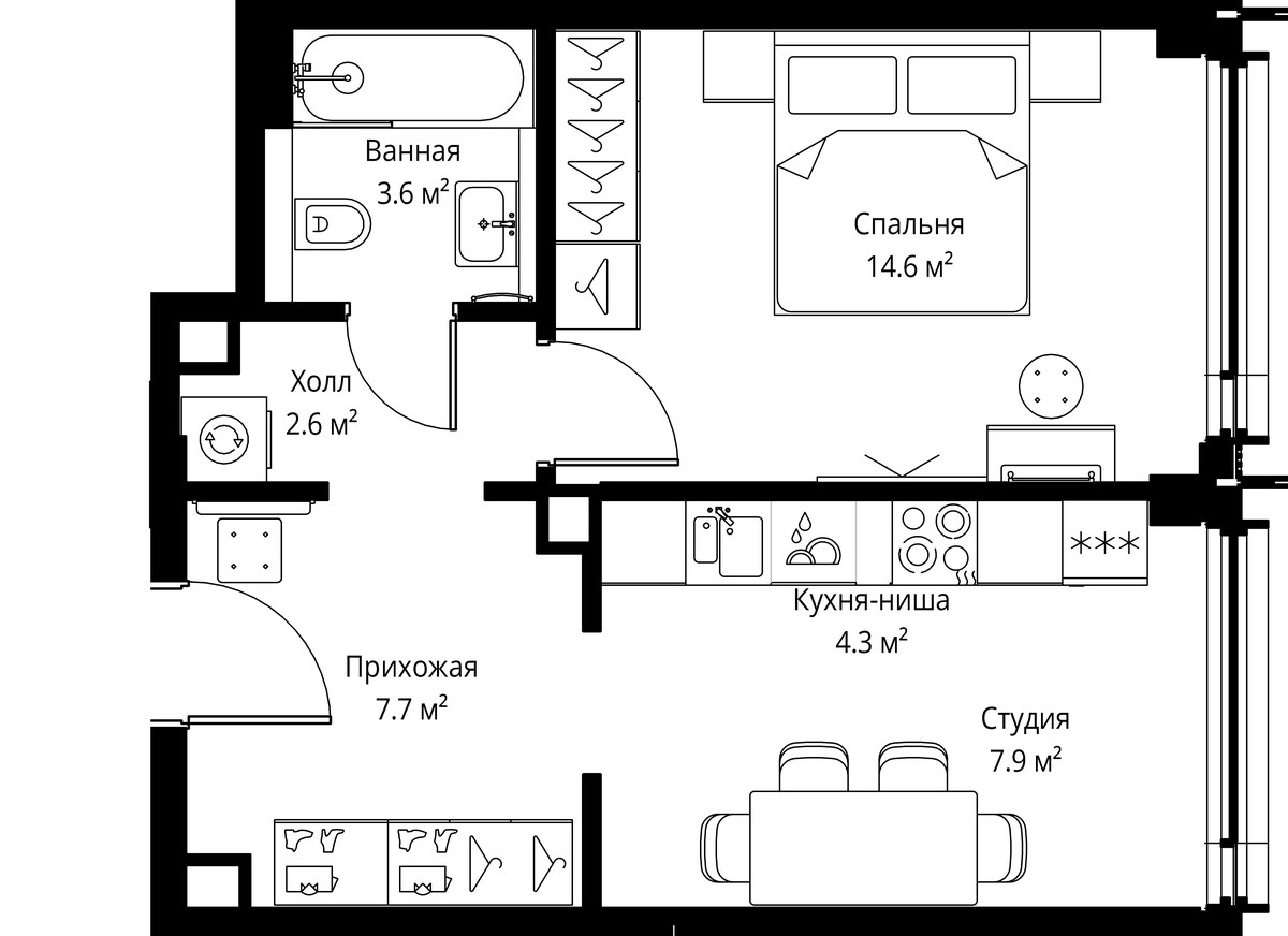 Планировка 40.7 м²