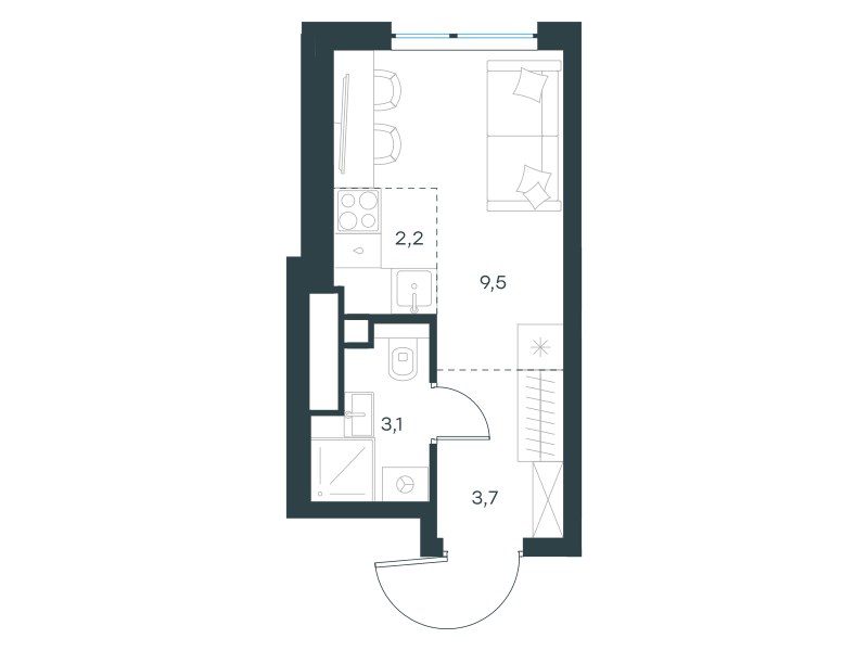 Планировка 18.7 м²