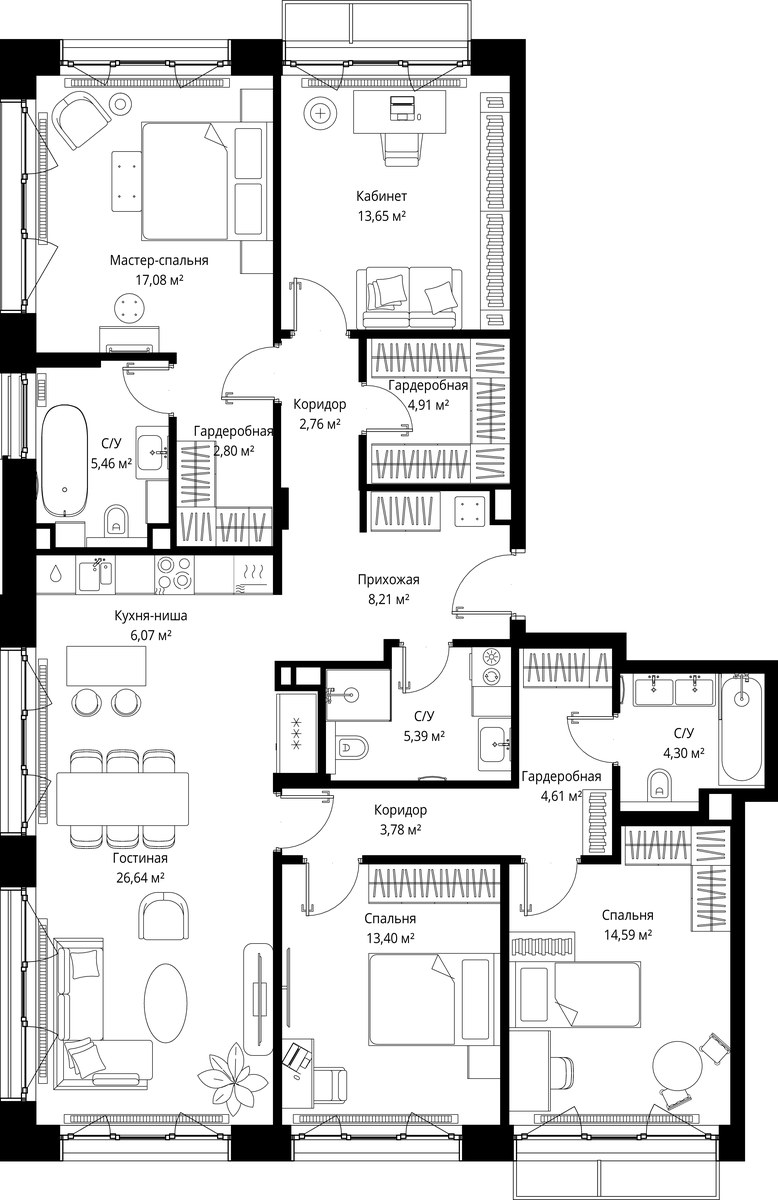 Планировка 133.65 м²