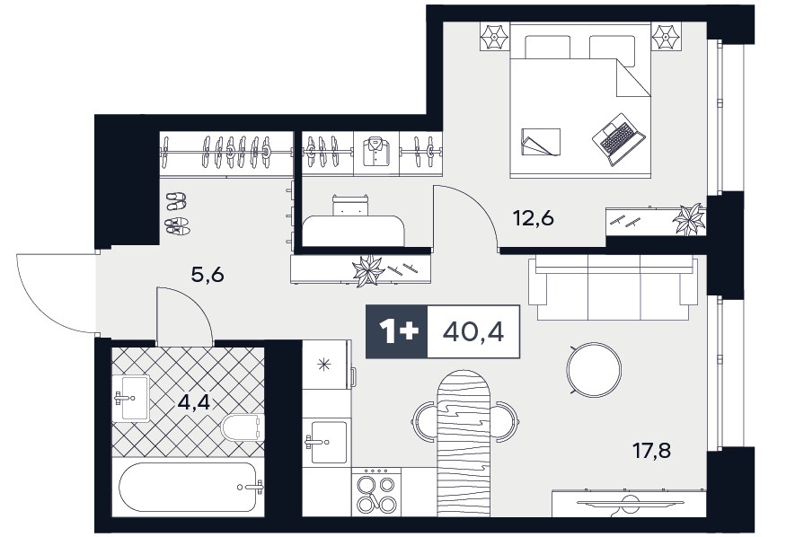 Планировка 40.4 м²