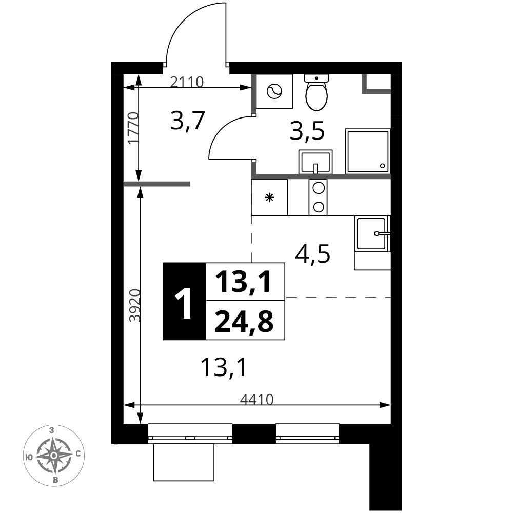 Планировка 24.8 м²