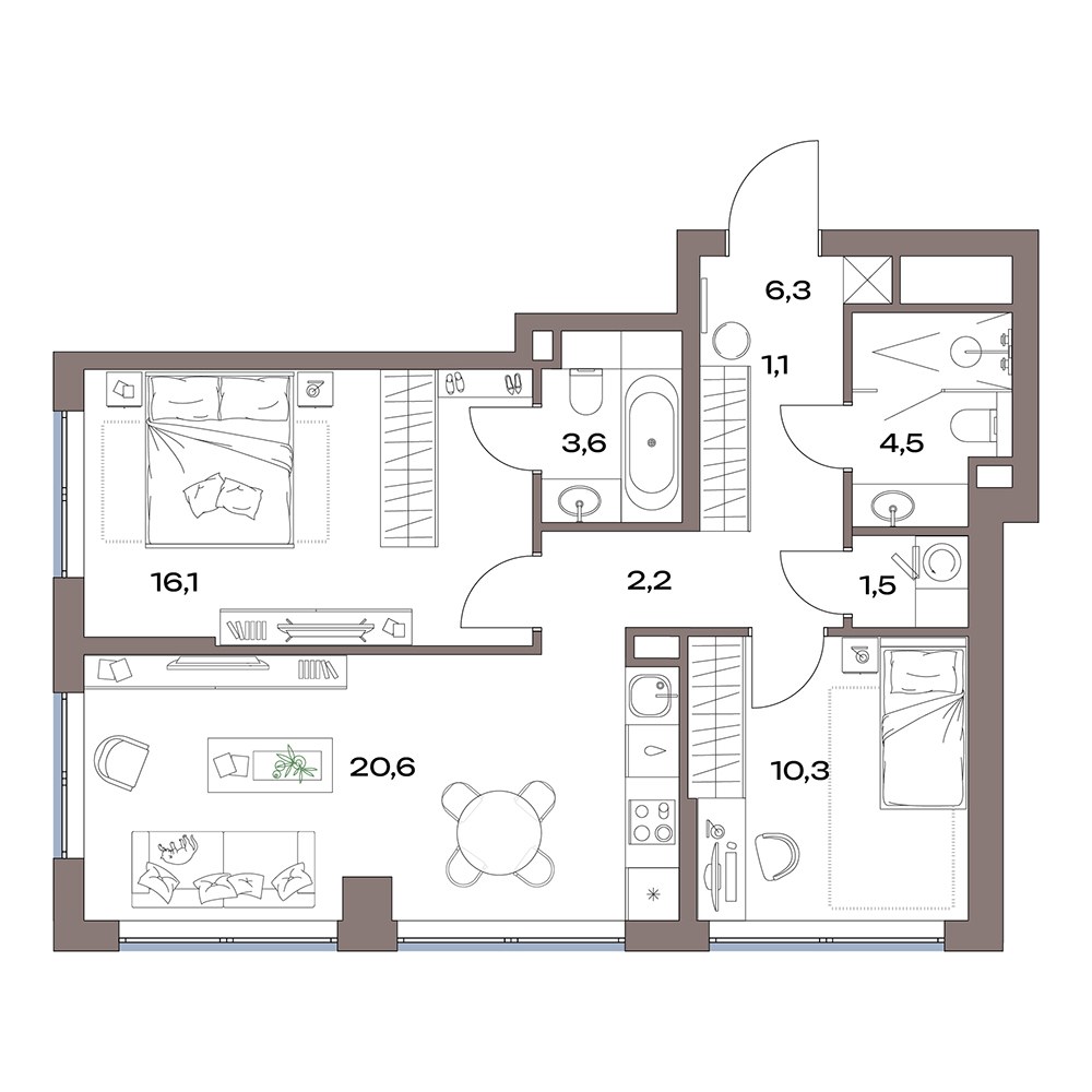 Планировка 67.8 м²