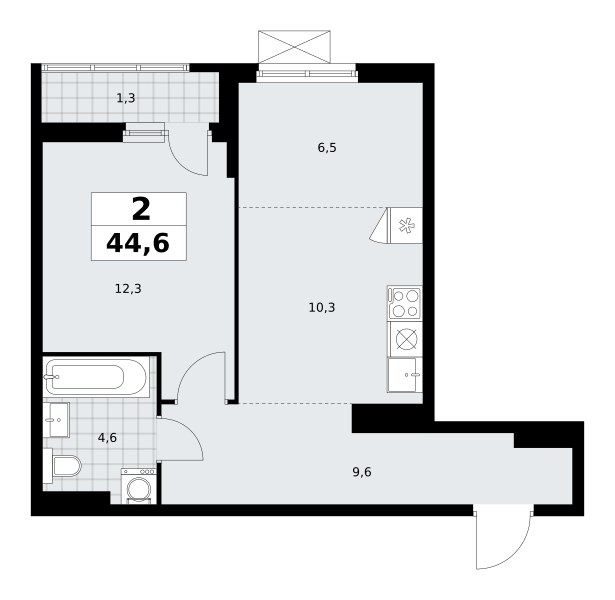 Планировка 44.8 м²